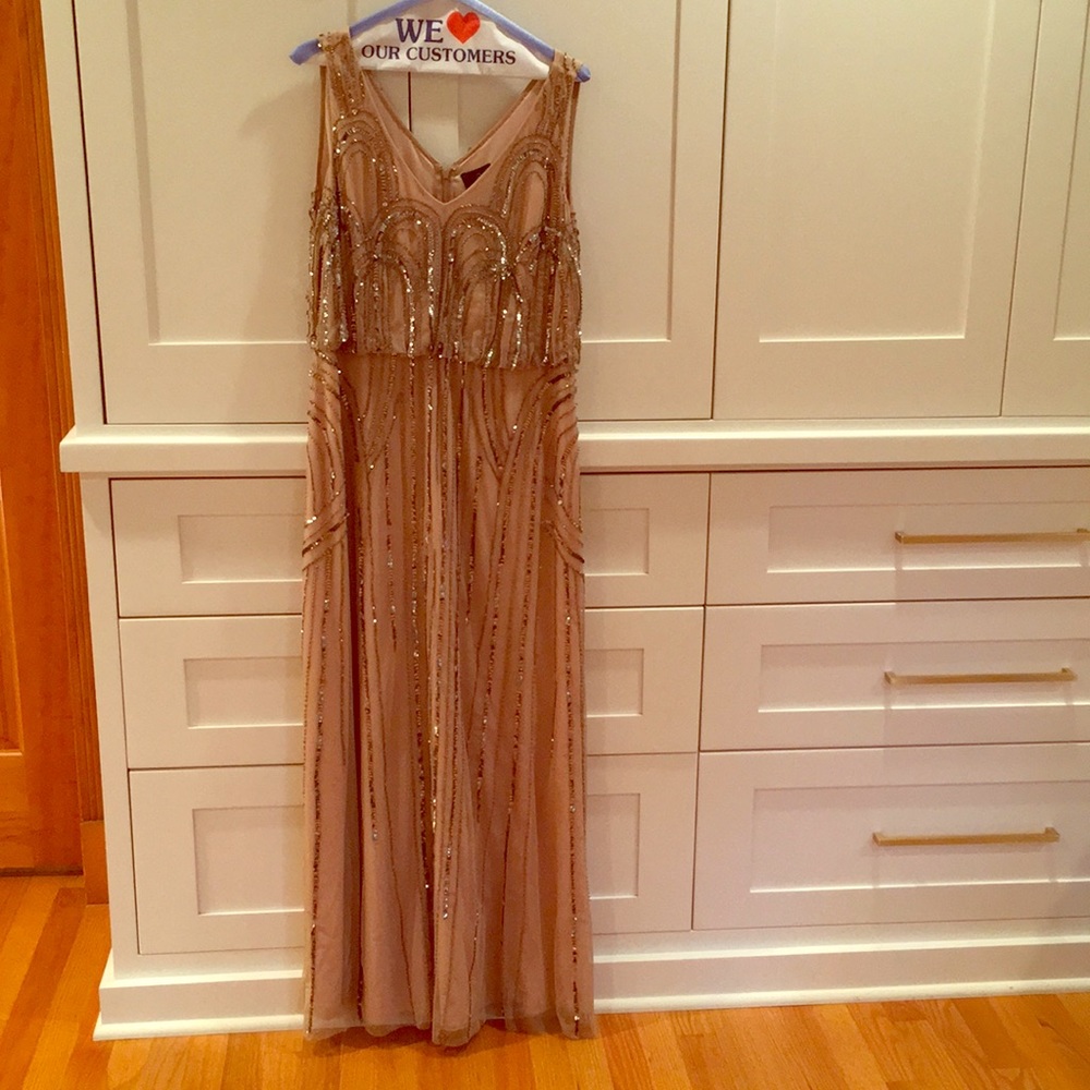 Adrianna Papell Beaded Art Deco gown